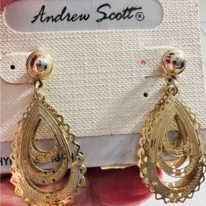 Andrew Scott Gold Tone Layered Teardrop Post Back Earrings